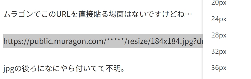 URLに文字指定をした例